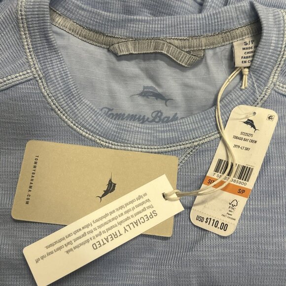 Tommy Bahama Tobago Bay Crewneck Sweatshirt Men’s Small Light Sky Blue Pullover - Picture 5 of 6